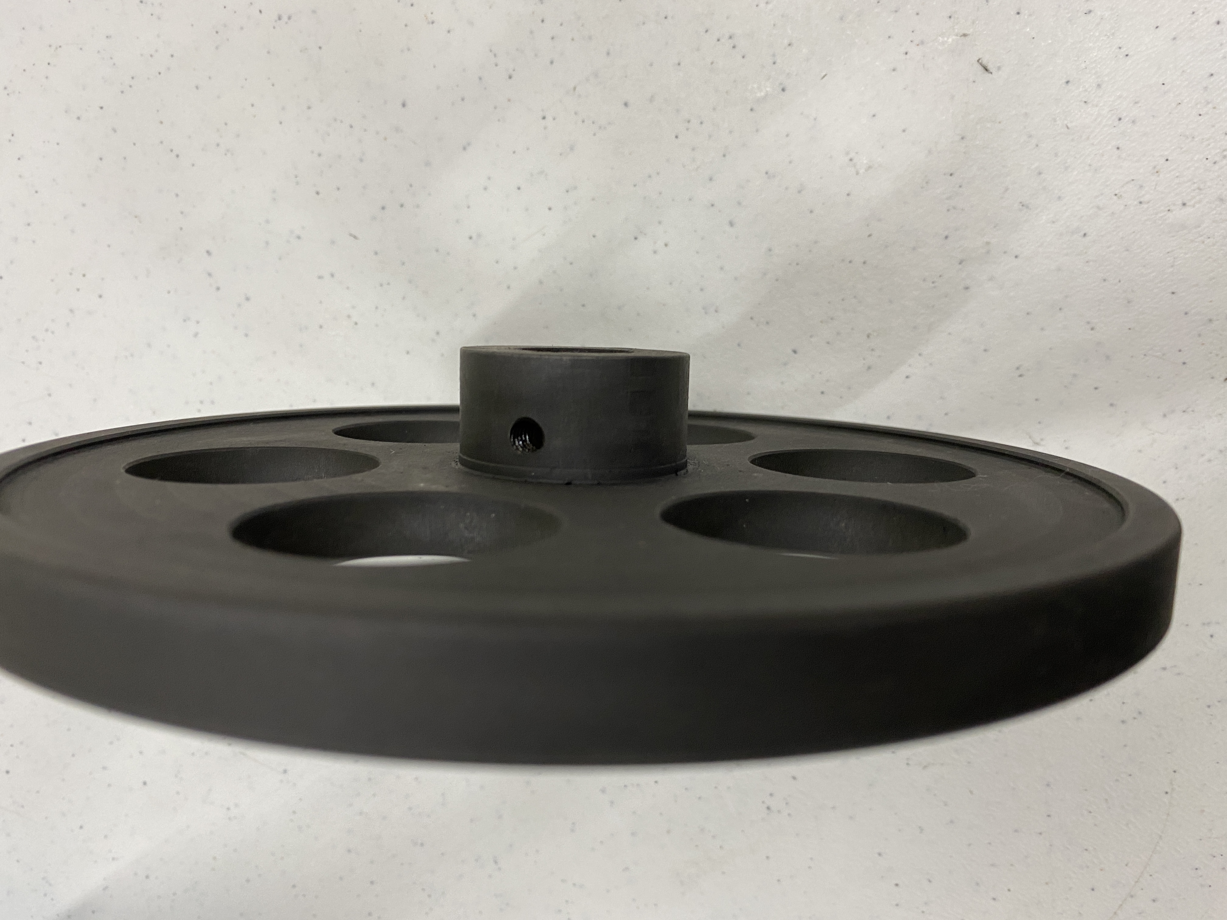 Hardened smooth measuring wheel 22” circumference.